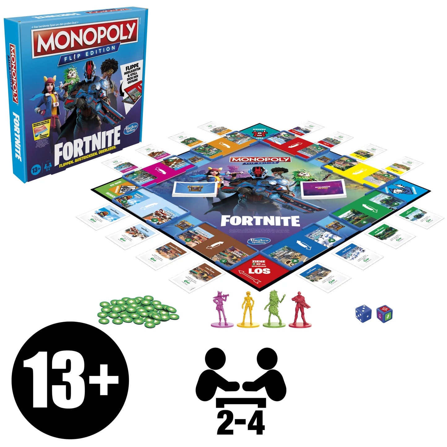 Monopoly Fortnite Flip Edition Board Game for Teens and Family Ages 13 and Up, 2-4 Players