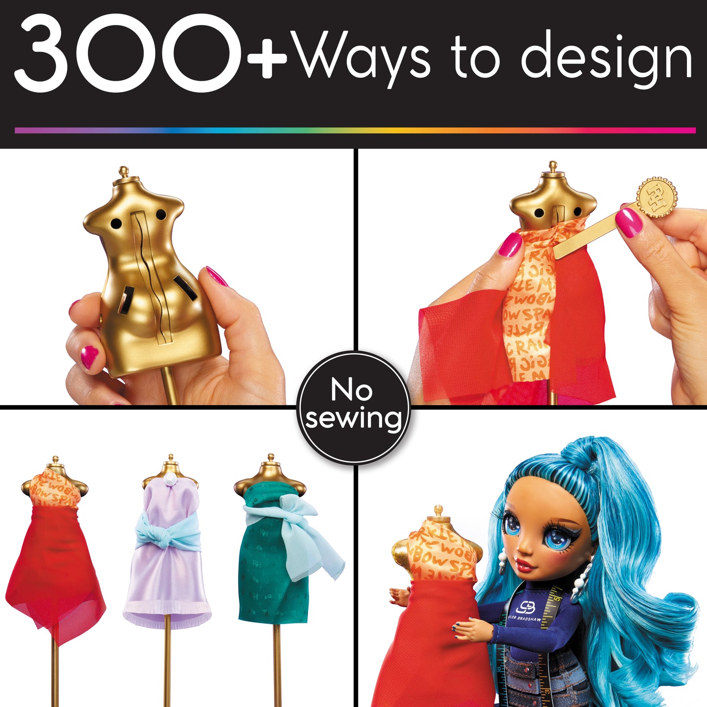 Rainbow High Dream & Design Fashion Studio, Designer Playset with Blue Skyler Doll, Easy No Sew Fashion Kit Kids Toy Gift 4-12