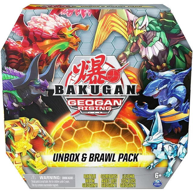 Bakugan UNbox and Brawl 6-Pack, Exclusive 4 and 2 Geogan, Collectible Action Figures, Toys for Kids Boys Ages 6 and Up