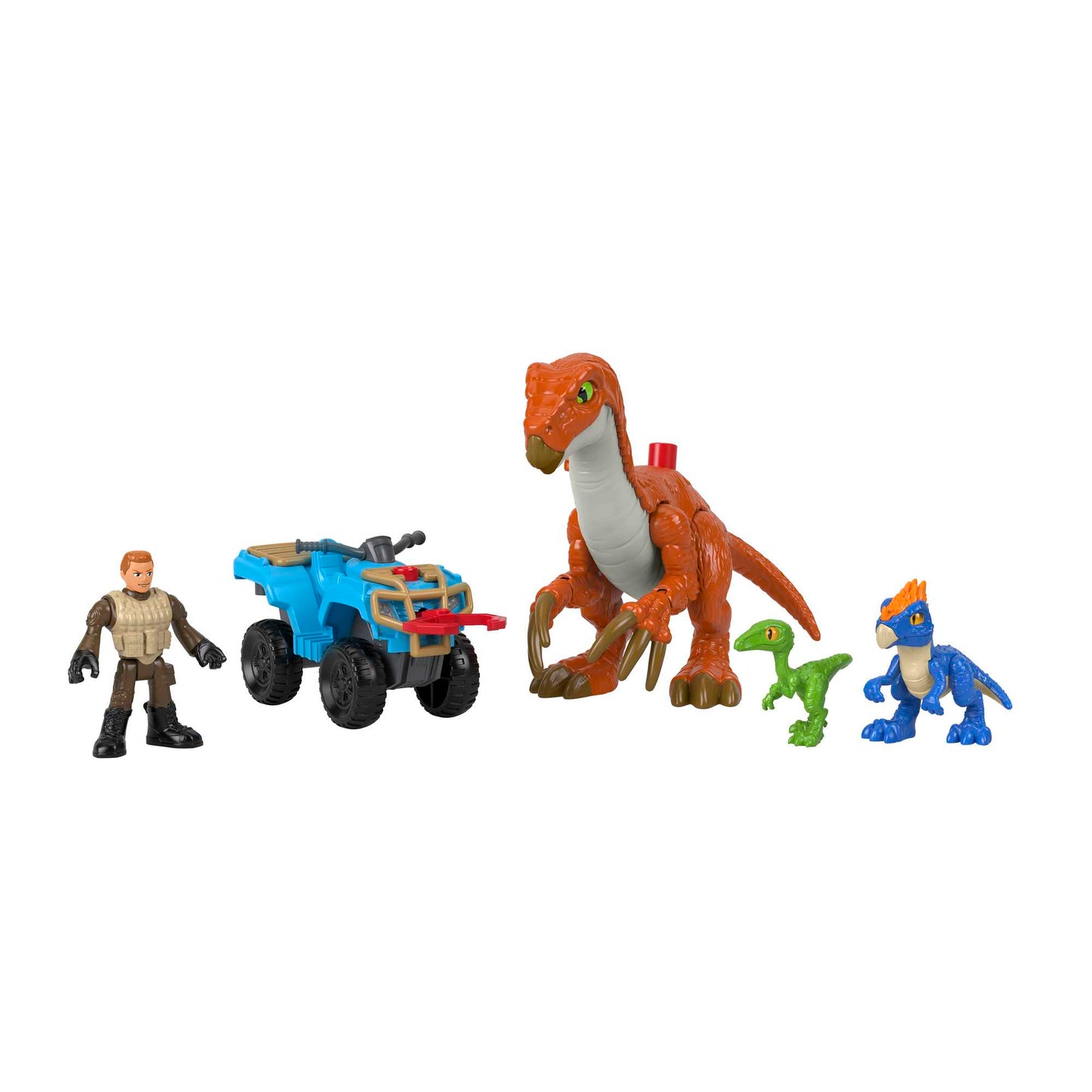 Imaginext Jurassic World Therizinosaurus Compy & Dracorex Figure Set, Dinosaur Scout, 6 Pieces