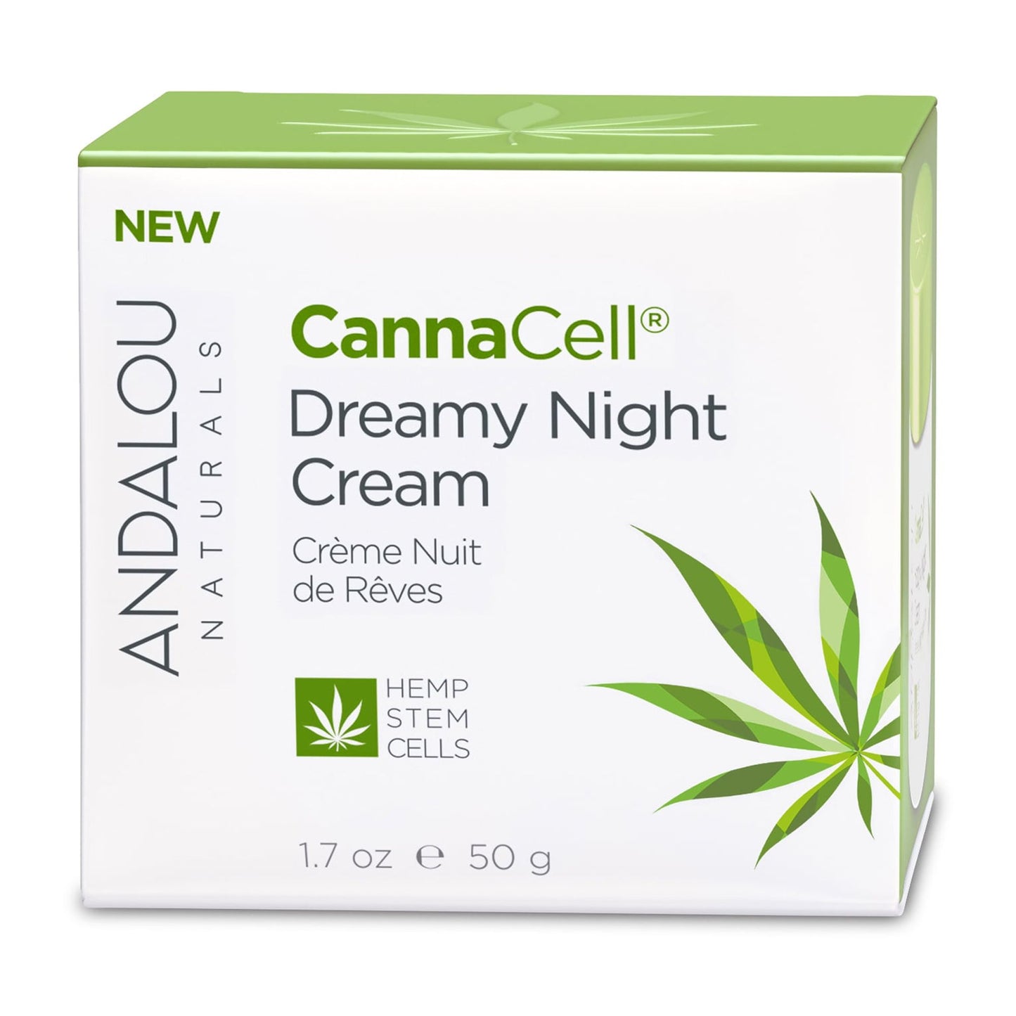 Andalou Naturals CannaCell Dreamy Face Night Cream with Hemp Seed Oil, 1.7oz, For all Skin Types