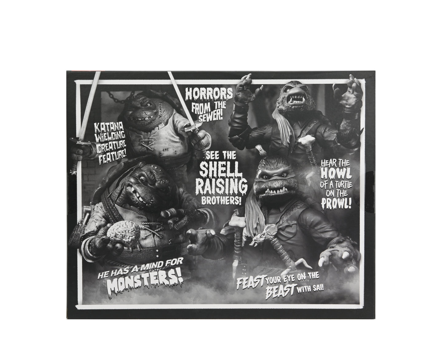 Universal Monsters/TMNT - 7” Scale Action Figure - Leonardo as The Hunchback & Raphael as the Wolfman (B&W) 2 Pk