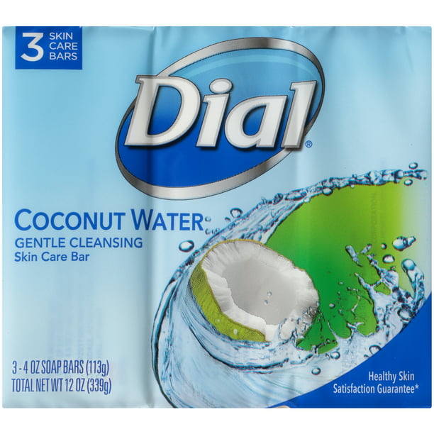 Dial Skin Care Bar Soap  Coconut Water  4 Ounce  3 Bars