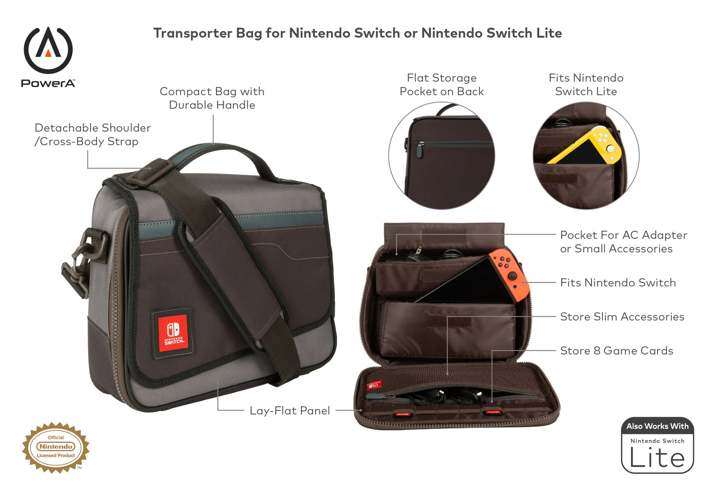 PowerA Transporter Bag for Nintendo Switch - OLED Model, Nintendo Switch or Nintendo Switch Lite