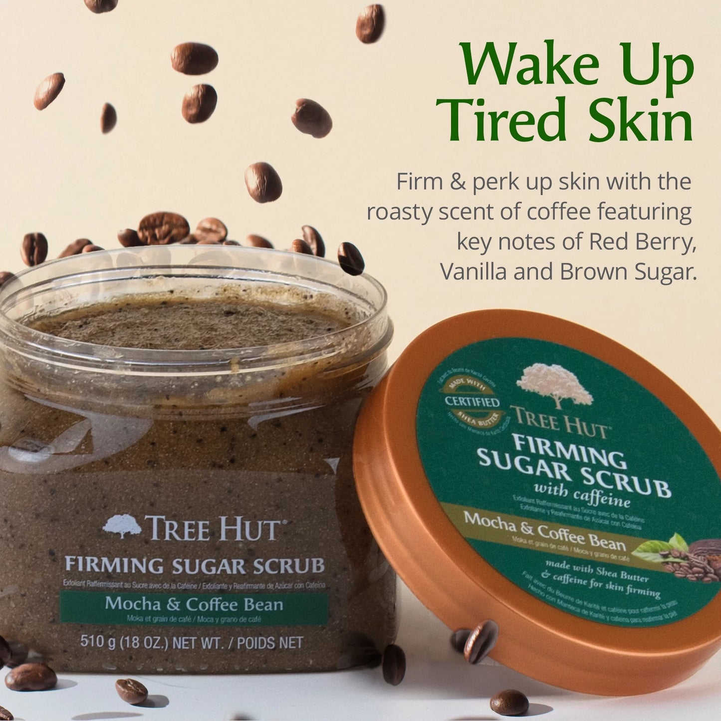 Tree Hut Sugar Body Scrub Firming Mocha And Coffee Bean, 18 Oz