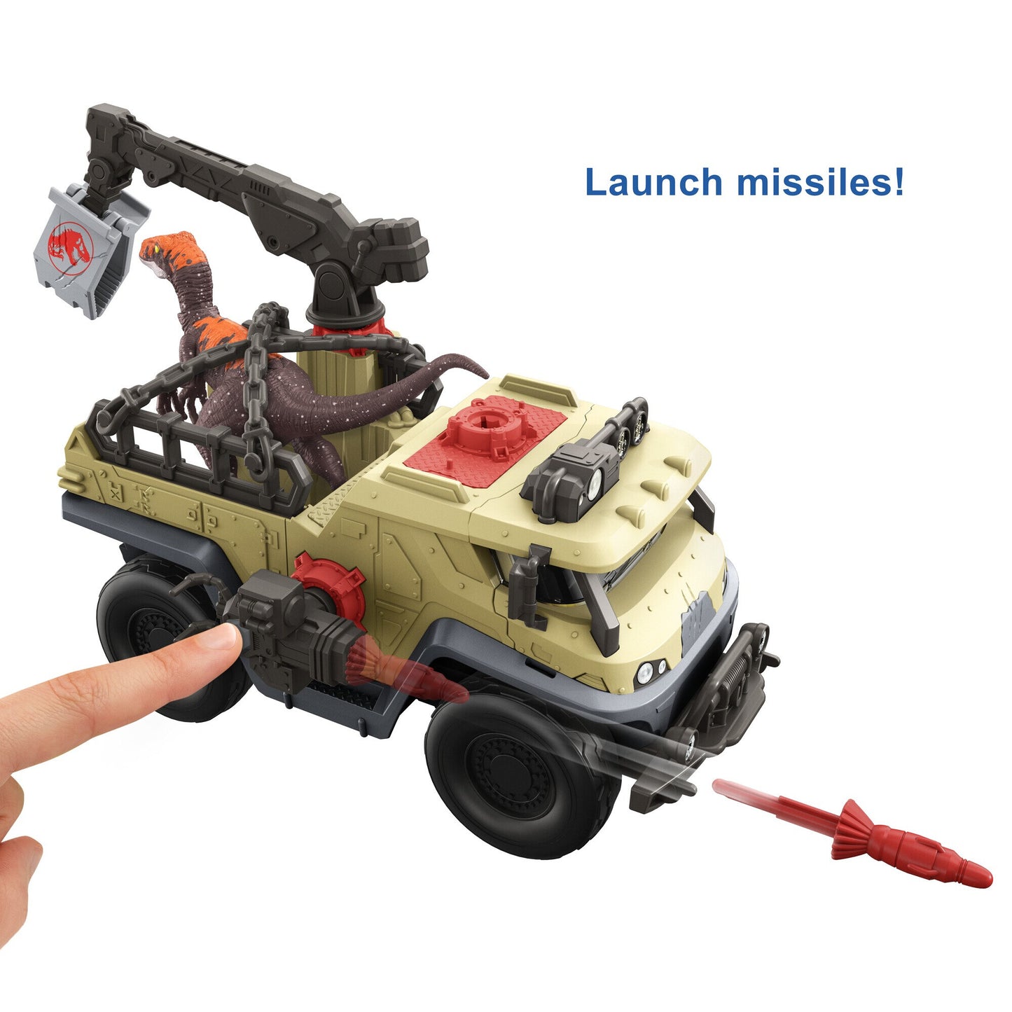 Jurassic World Dominion Capture and Crush Truck with Velociraptor Action Figure Toys