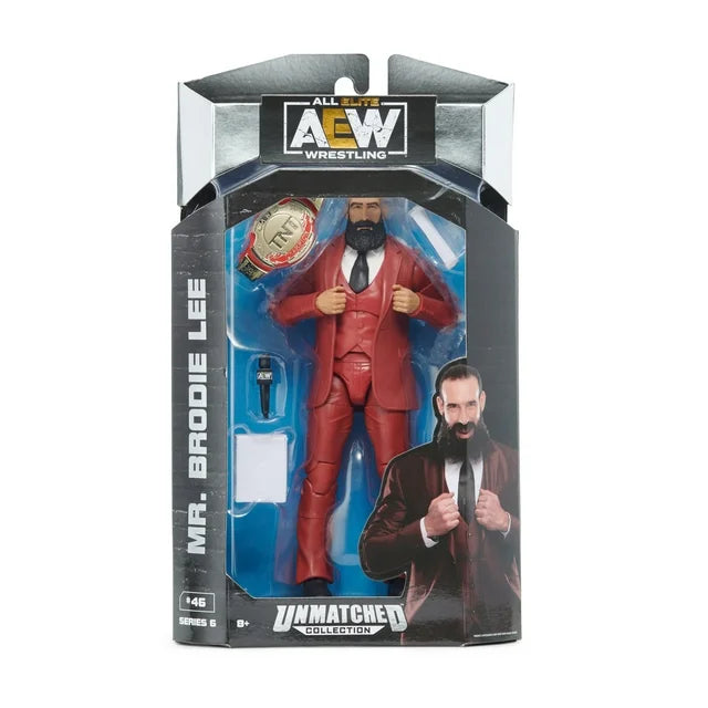 AEW Unmatched - 6 inch Mr. Brodie Lee Figure with Papers, Microphone, and TNT Championship Belt