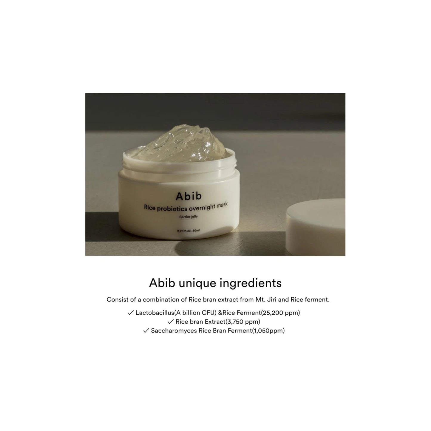 Abib Rice Probiotics Overnight Mask Barrier Jelly 80ml