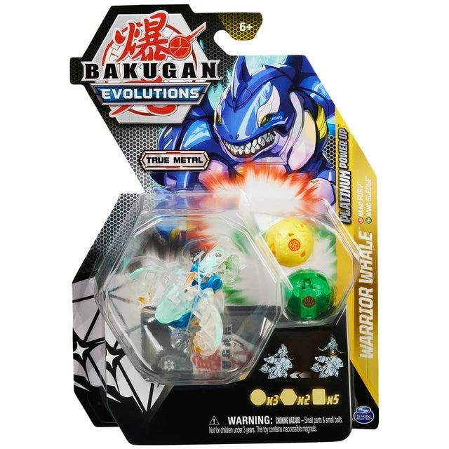 Bakugan Evolutions, Warrior Whale with Nano Fury and Sledge Platinum Power Up Pack