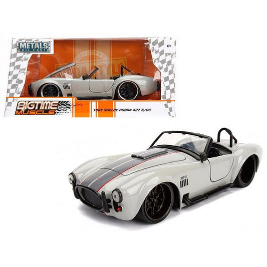 Big Time Muscle 1:24 1965 Shelby Cobra 427 S/C Die-cast Car White/Black Stripes Play Vehicles