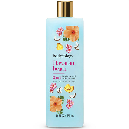 Bodycology Hawaiian Beach 2 n 1 Body Wash & Bubble Bath, 16 oz