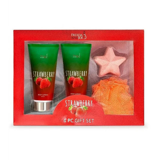 Freida & Joe Gift Strawberry Fragrance Bath & Body Collection Gift Box - Gift for Her Luxury Body Care