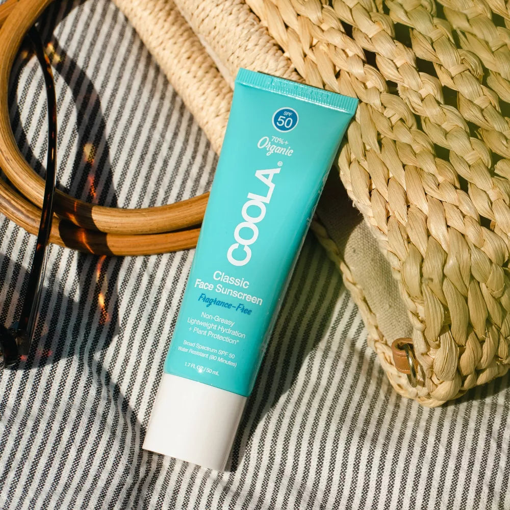 COOLA Classic Organic Face Sunscreen, Fragrance Free, SPF50, Reef Friendly, Water Resistant, Broad Spectrum, 1.7 fl oz