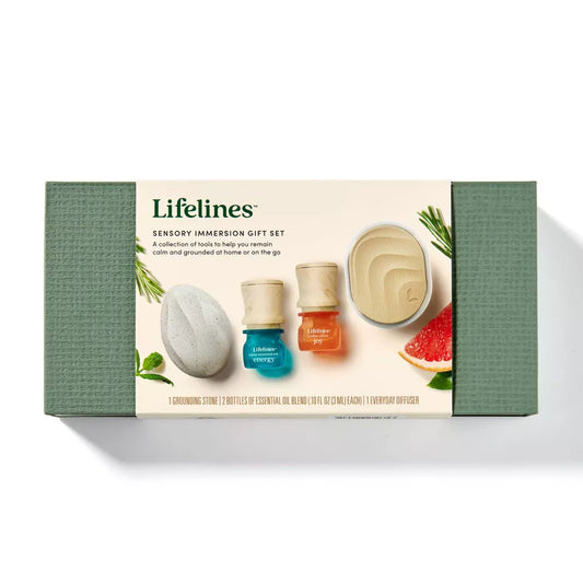 Sensory Immersion Gift Set - Lifelines: Stress Relief Spa Essentials with Grounding Stone & Oil Blends