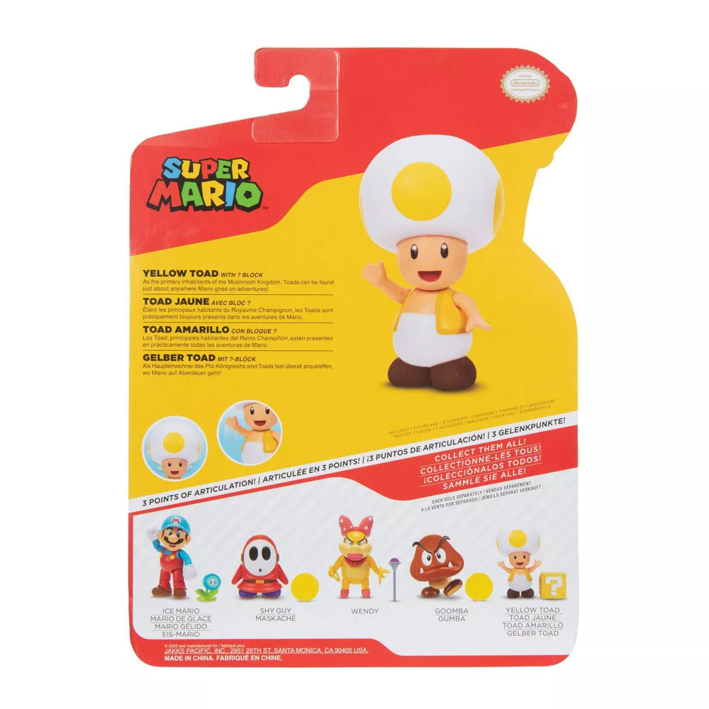 SUPER MARIO 4INCH Yellow Toad with Question Block