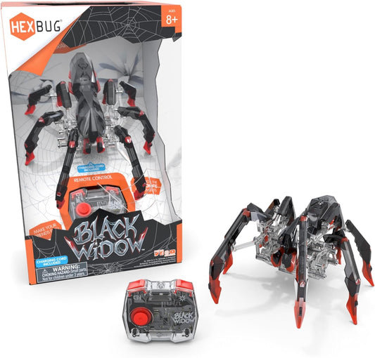 HEXBUG Remote Control Black Widow, Rechargeable Robot Spider Toys for Kids, Adjustable Robotic Black Widow Figure STEM Toys for Boys & Girls Ages 8 & Up