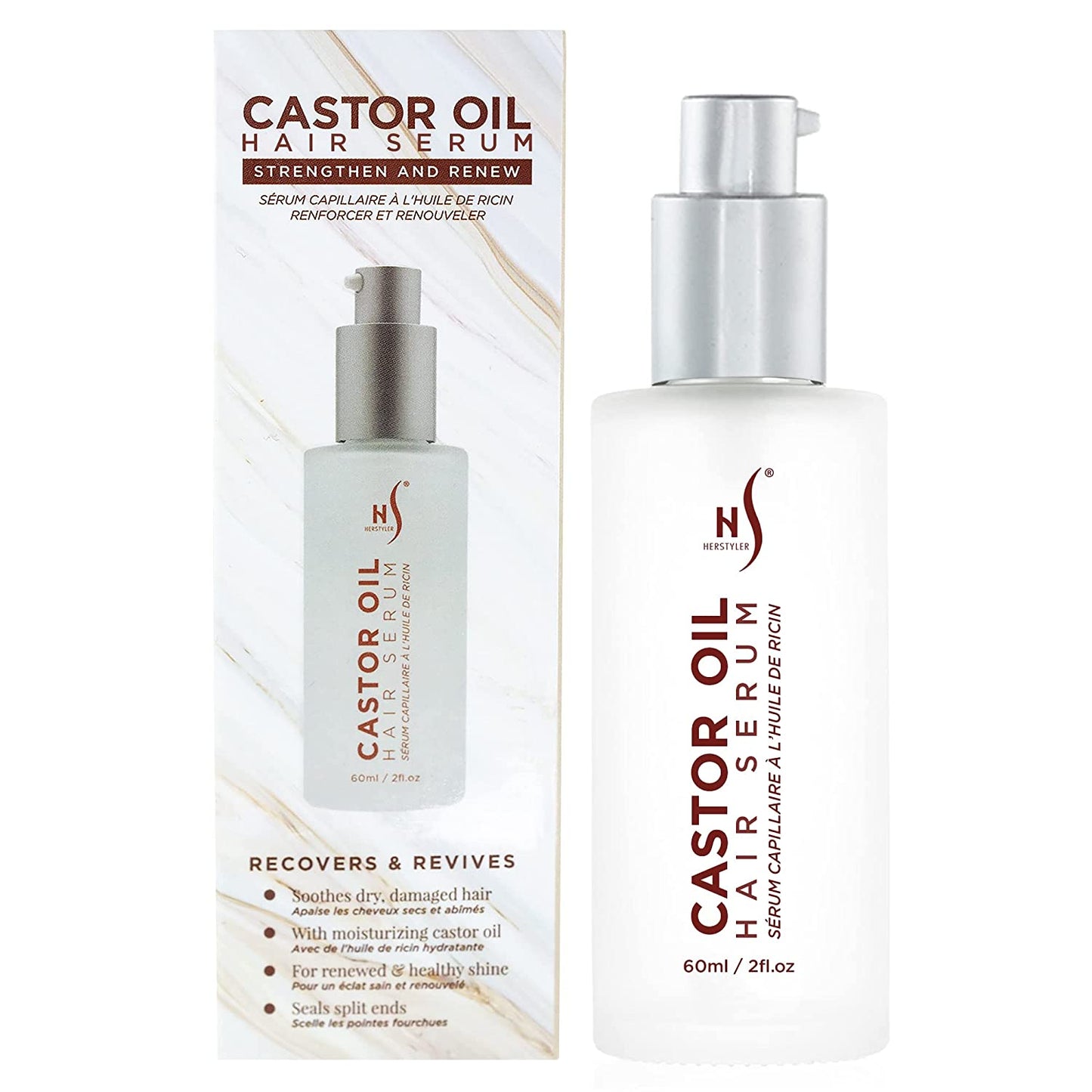 Herstyler Castor Oil Hair Serum for Hair Growth - Hair Shine Serum with Vitamin E - Hair Growth Serum - Argan Oil Hair Serum for Frizzy Hair - Vitamin E Hair Serum for Silky Hair