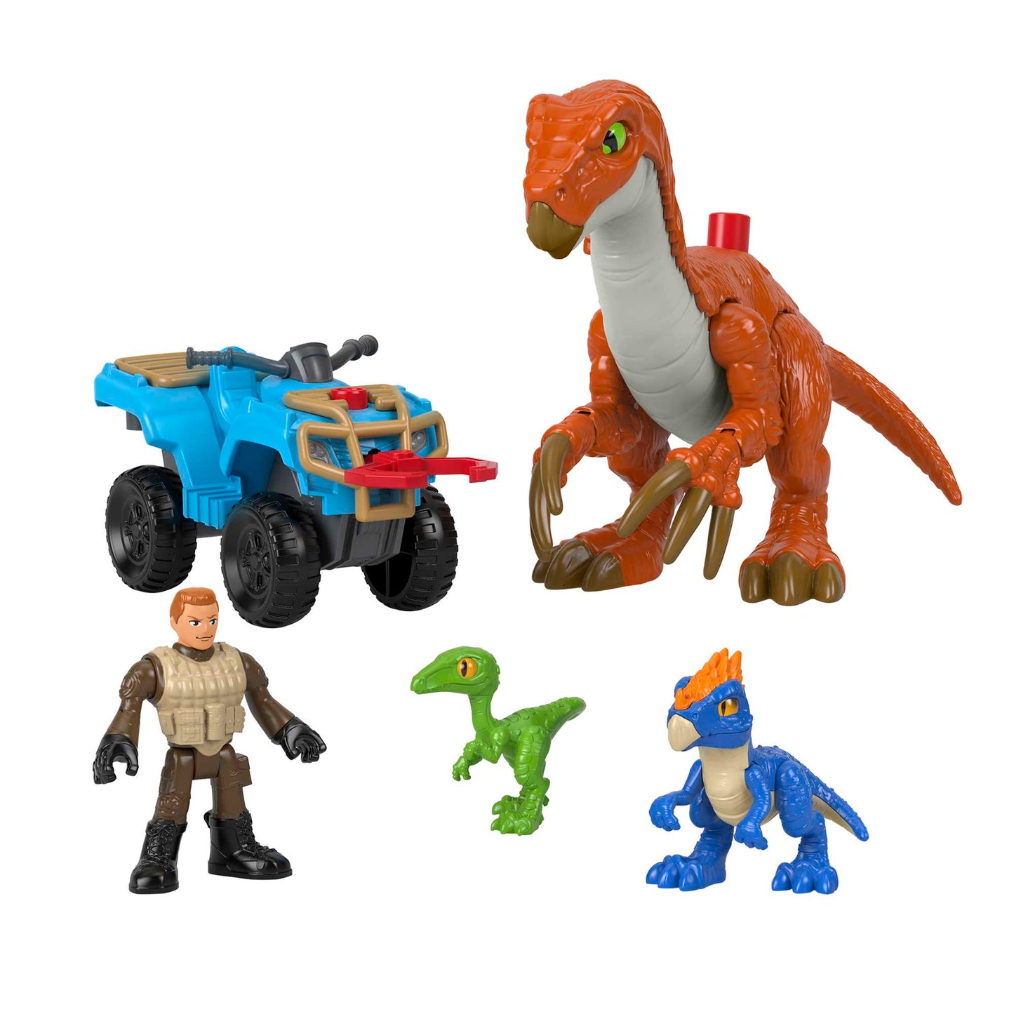 Imaginext Jurassic World Therizinosaurus Compy & Dracorex Figure Set, Dinosaur Scout, 6 Pieces