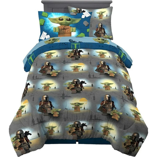 Lego Mandalorian 5 Piece Twin Size Bedding Super Soft Comforter and Sheet Set with Sham for Kids