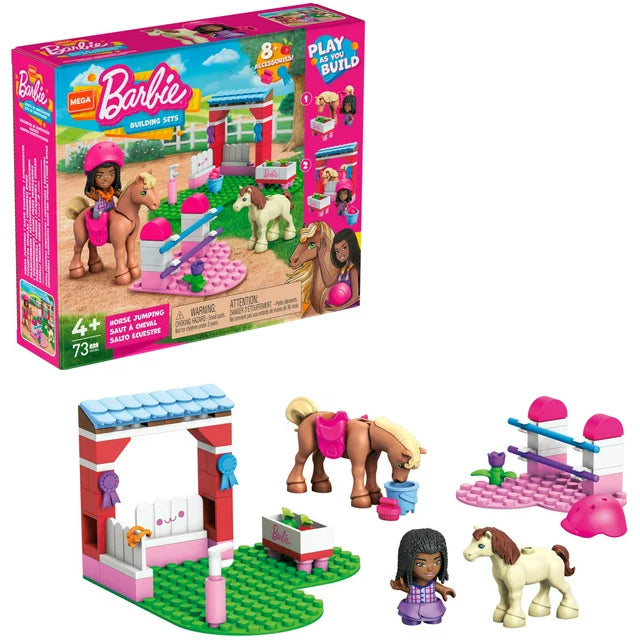 Barbie Pets Horse Jumping Building Playset with Pony, and Micro-Doll