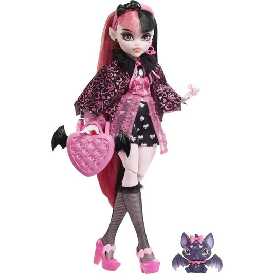 Monster High Draculaura Fashion Doll with Pink & Black Hair, Accessories & Pet Bat