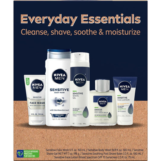 NIVEA MEN Complete Collection Skin Care Set for Sensitive Skin, 5 Piece Set