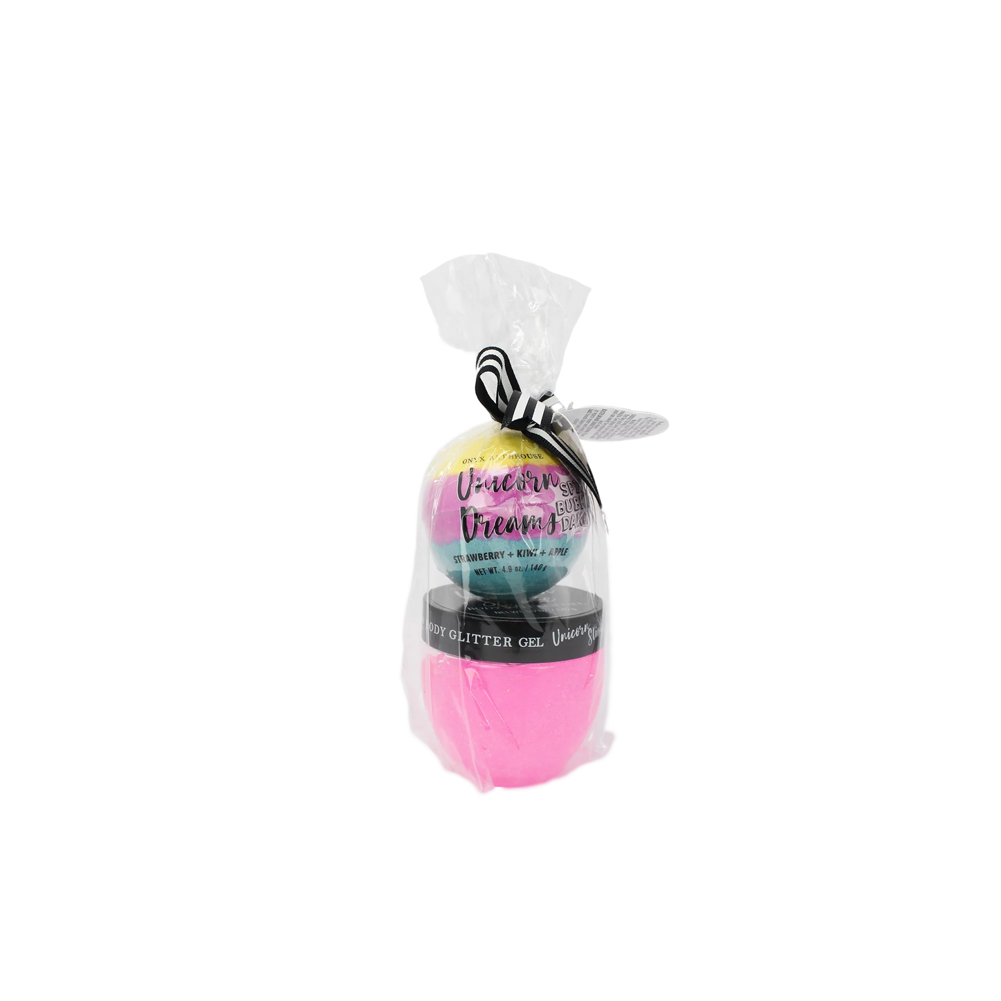 Onyx Bathhouse Kids Unicorn Dreams Slime Glitter Gel and Bath Bomb Gift Set