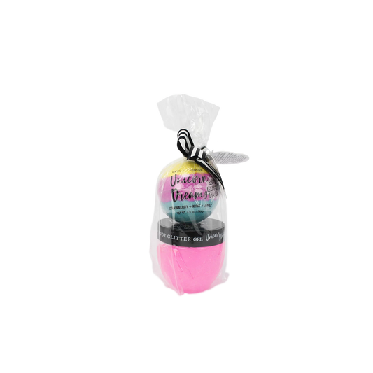 Onyx Bathhouse Kids Unicorn Dreams Slime Glitter Gel and Bath Bomb Gift Set