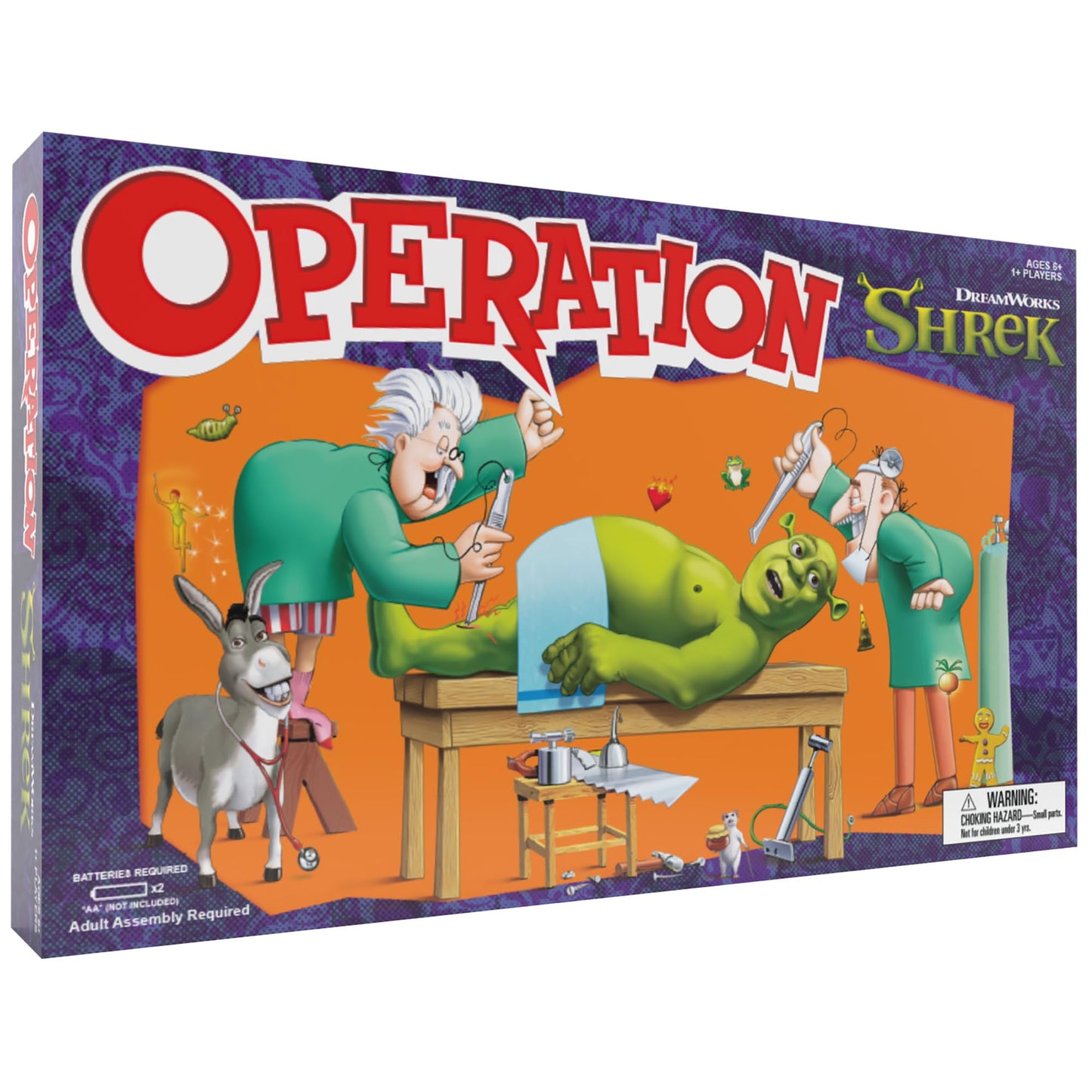 Operation: Shrek Board Game, Featuring 12 Custom Shrek ?Funatomy? Pieces from Pixie Bites to Pain in The Butt Donkey, Classic Electronic Remove The