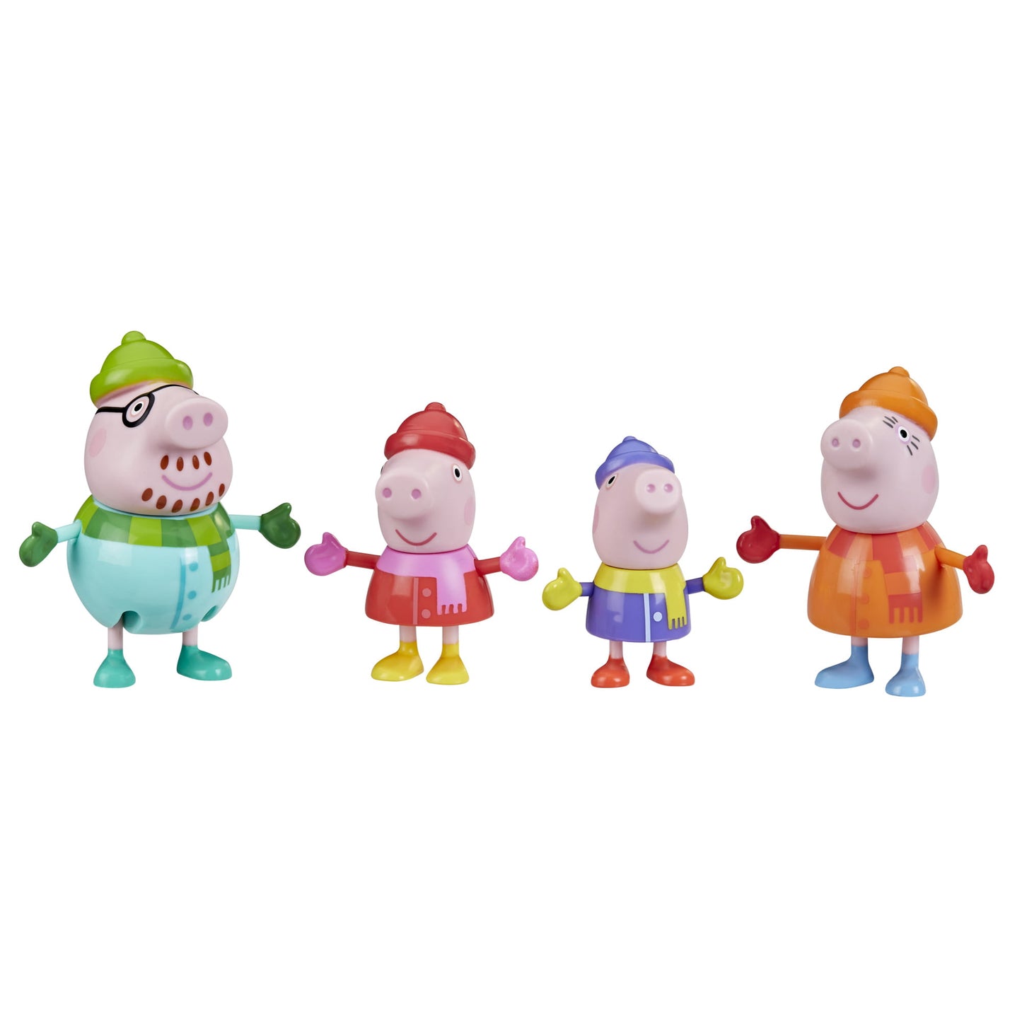 Peppa Pig Peppa's Club Peppa's Family Wintertime Figure 4-Pack Toy, Cold-Weather Outfits