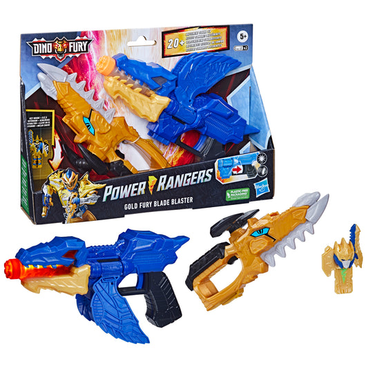 Power Rangers: Dino Fury Gold Fury Blade Blaster Superhero Costume Accessory, Kids Ages 5 and up