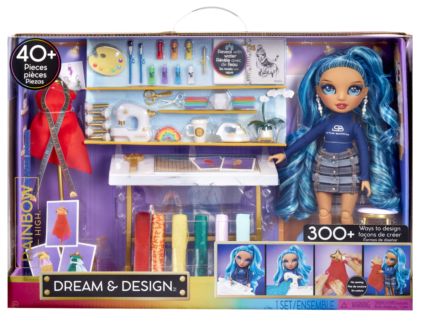 Rainbow High Dream & Design Fashion Studio, Designer Playset with Blue Skyler Doll, Easy No Sew Fashion Kit Kids Toy Gift 4-12