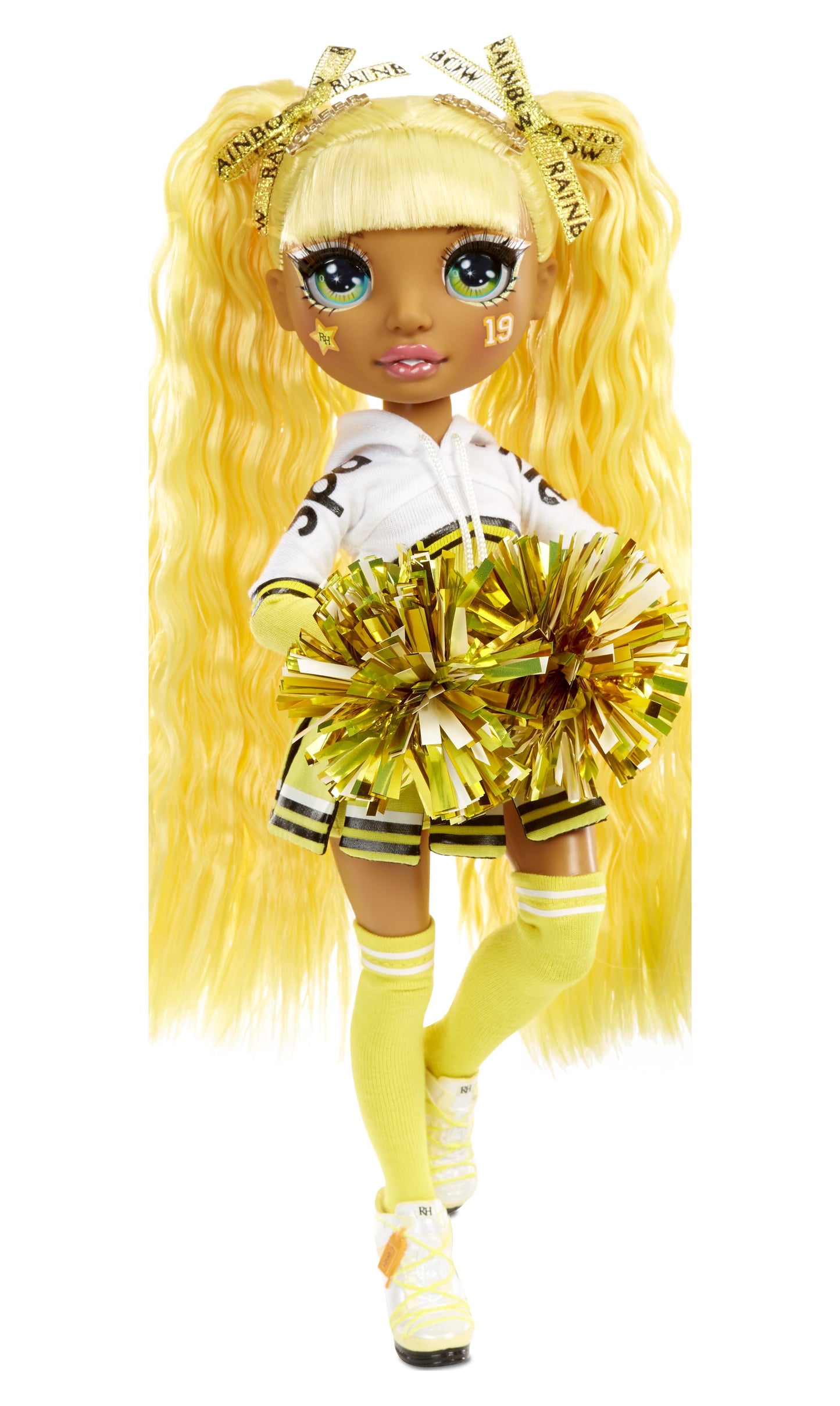 Rainbow High Cheer Sunny Madison – Yellow Fashion Doll with Pom Poms, Cheerleader Doll, Toys for Kids 6-12 Years Old