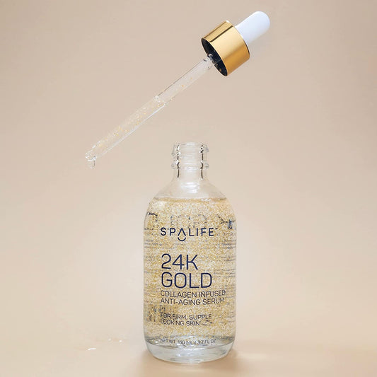 SpaLife Nourishing Anti-Aging 24k Gold & Collagen Serum, 3.7 oz.