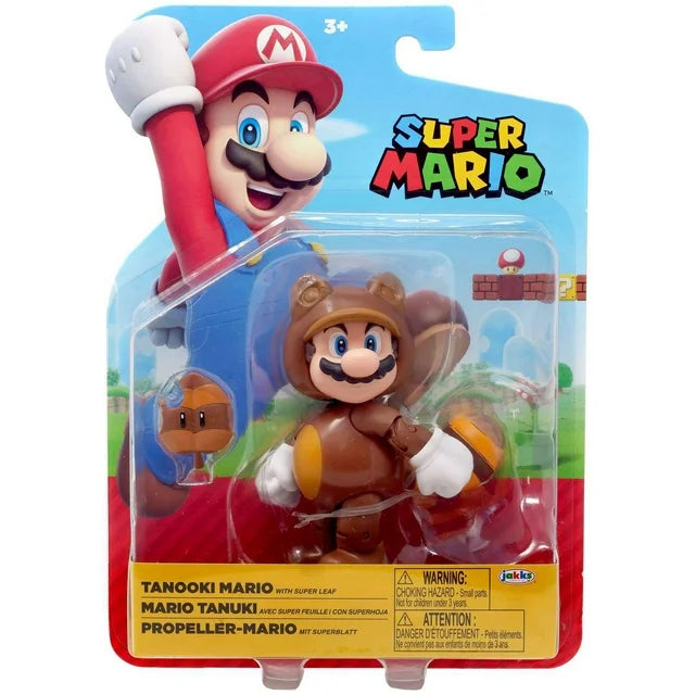 Super Mario Tanooki Mario Action Figure (with Super Leaf)