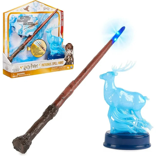 Wizarding World Harry Potter, 13-inch Patronus Spell Wand with Stag Figure, Lights and Sounds, Kids Toys for Ages 6 and up