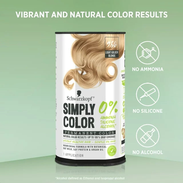 Schwarzkopf Simply Color Permanent Hair Color Cream, 9.56 Light Golden Blonde, 1 Kit