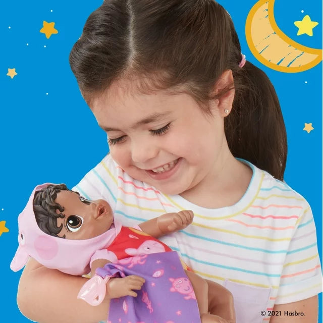 Baby Alive Goodnight Doll, Peppa Pig Toy, Soft, Kids 2 and Up, Black Hair