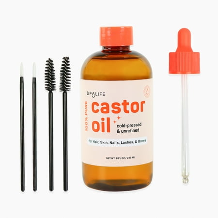 SpaLife Castor Oil 100% Pure - for Hair Skin Nails Lashes & Brows 8 fl / 236 ml