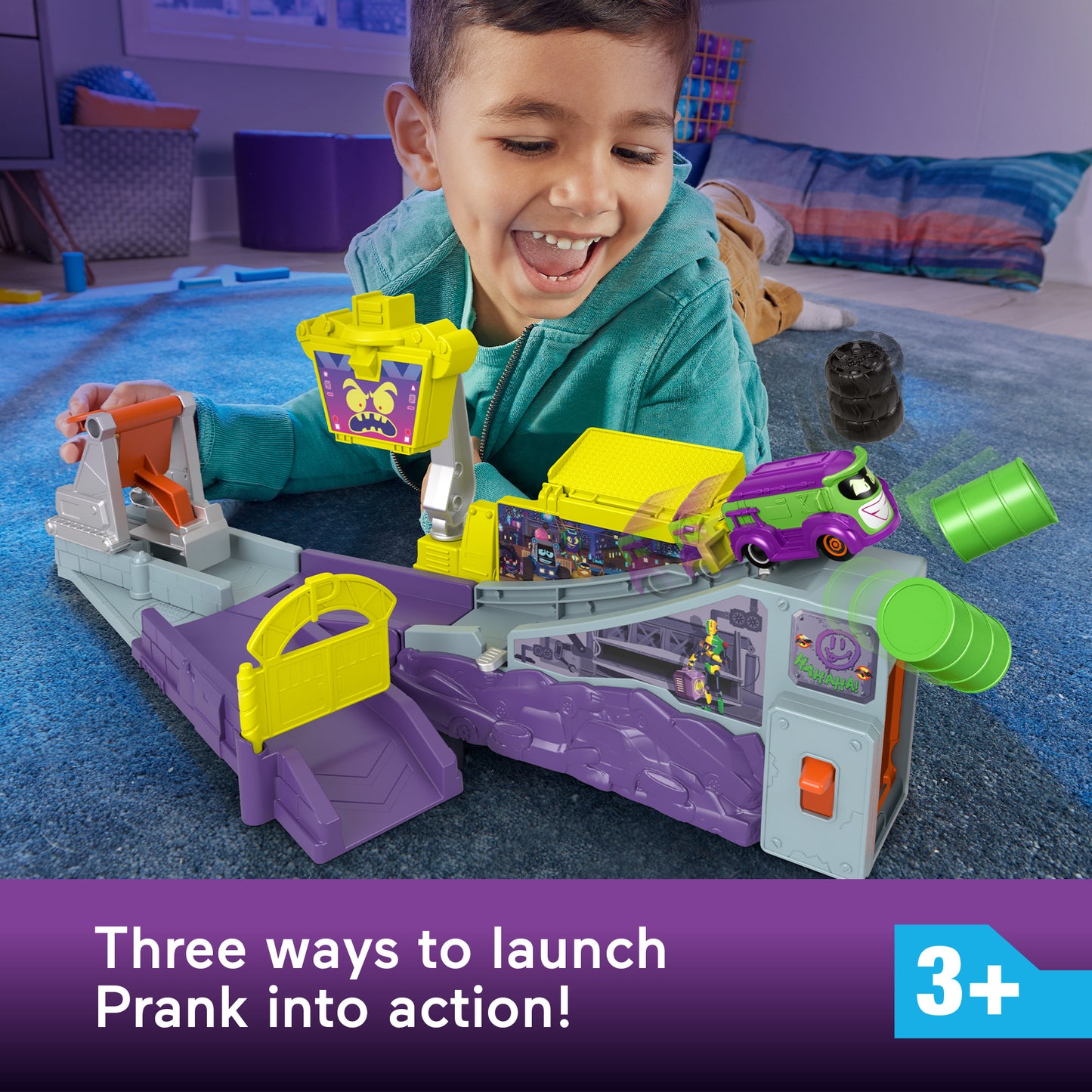 Fisher-Price DC Batwheels Playset with Car Ramp and Launcher, Legion of Zoom Launching HQ