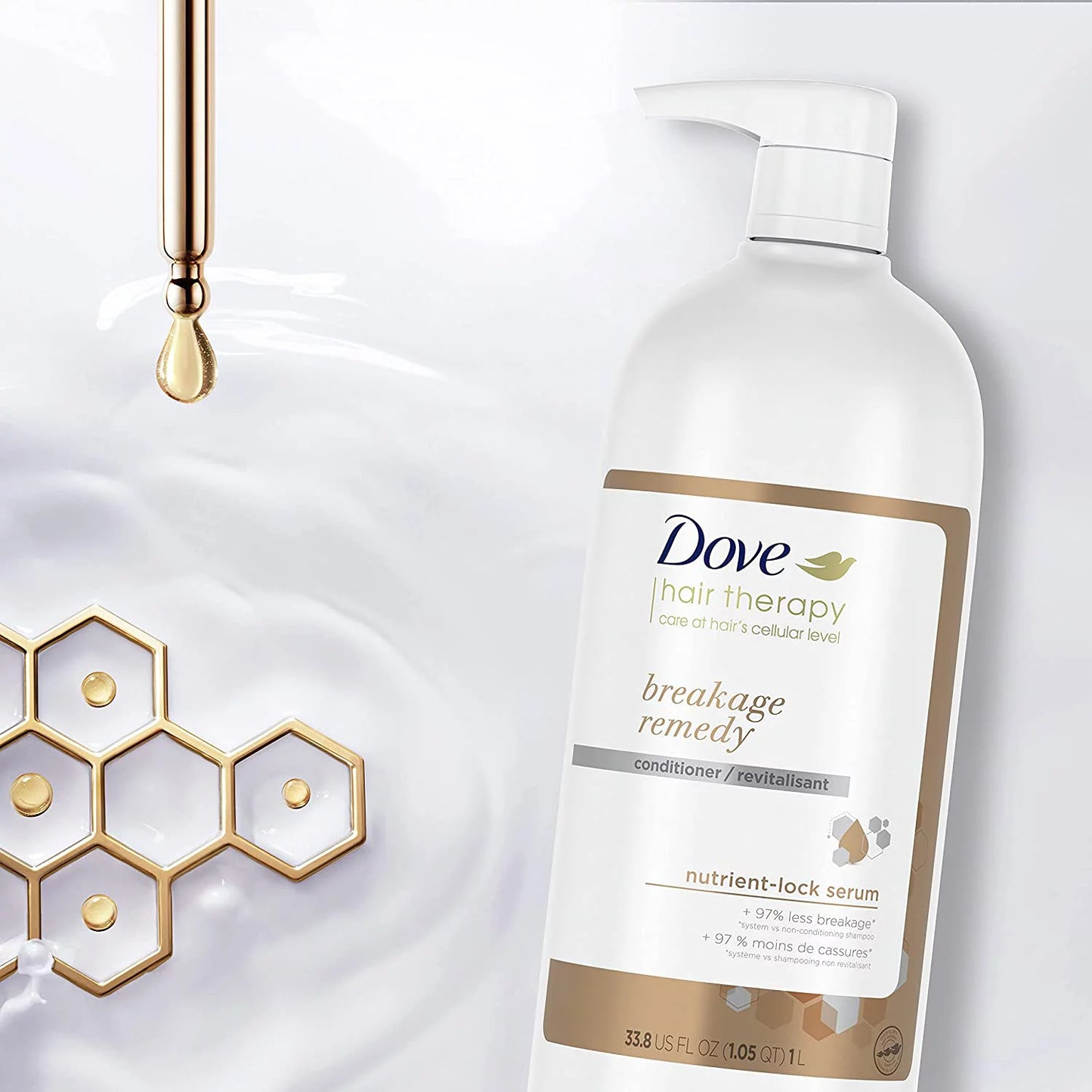 Dove Hair Therapy Conditioner for Damaged Hair Breakage Remedy Hair Conditioner with Nutrient-Lock Serum 33.8 oz