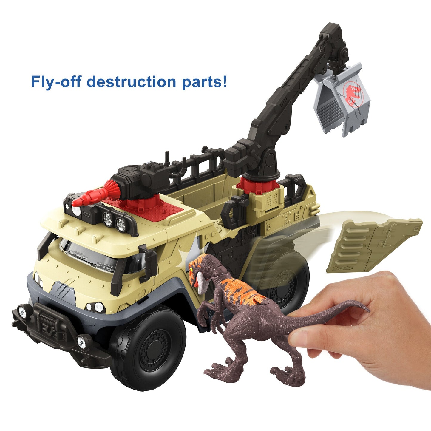 Jurassic World Dominion Capture and Crush Truck with Velociraptor Action Figure Toys