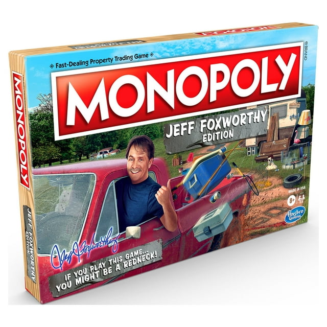 Monopoly Jeff Foxworthy Edition Board Game for Kids and Family Ages 8 and Up, 2-6 Players