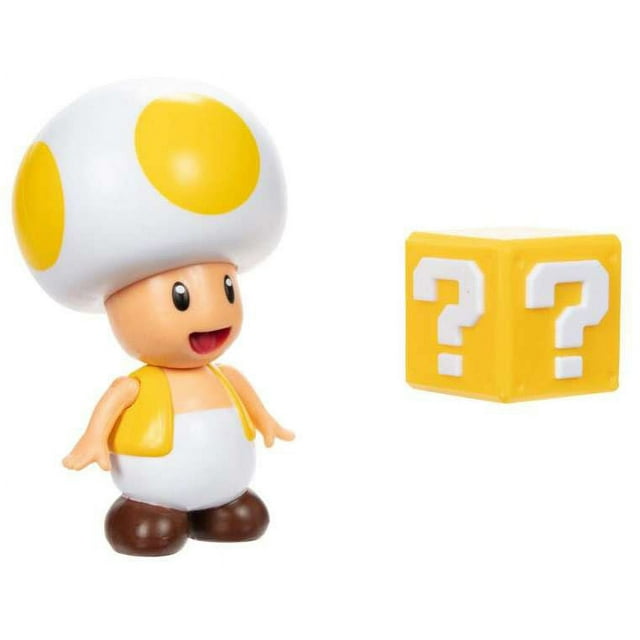 SUPER MARIO 4INCH Yellow Toad with Question Block