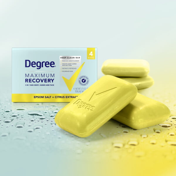 Degree Maximum Recovery Deep Clean Soap Bar Citrus Extract, 3.75 Oz., 4 Count