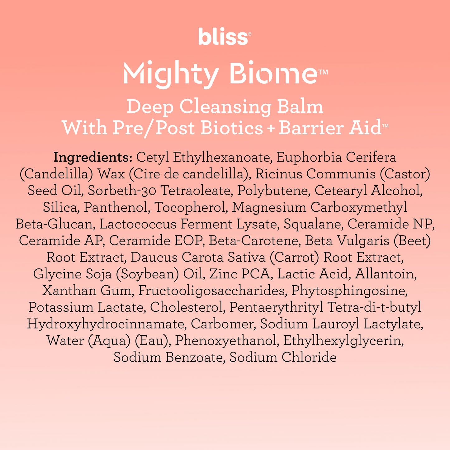 Bliss Mighty Biome Pre/Post Biotics + Barrier Aid Deep Cleansing Balm for All Skin Types, 3.0 oz