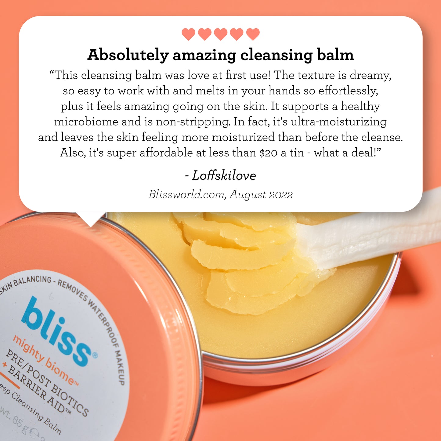 Bliss Mighty Biome Pre/Post Biotics + Barrier Aid Deep Cleansing Balm for All Skin Types, 3.0 oz