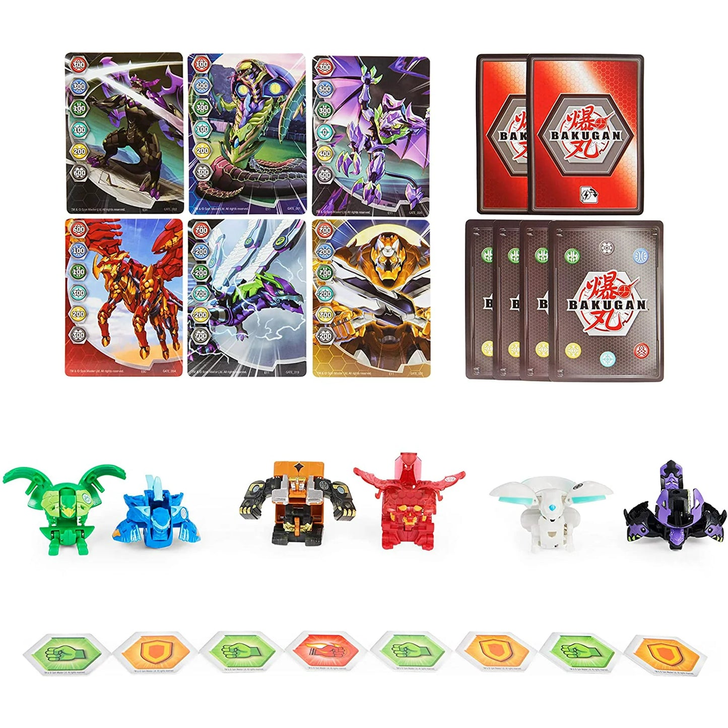 Bakugan UNbox and Brawl 6-Pack, Exclusive 4 and 2 Geogan, Collectible Action Figures, Toys for Kids Boys Ages 6 and Up