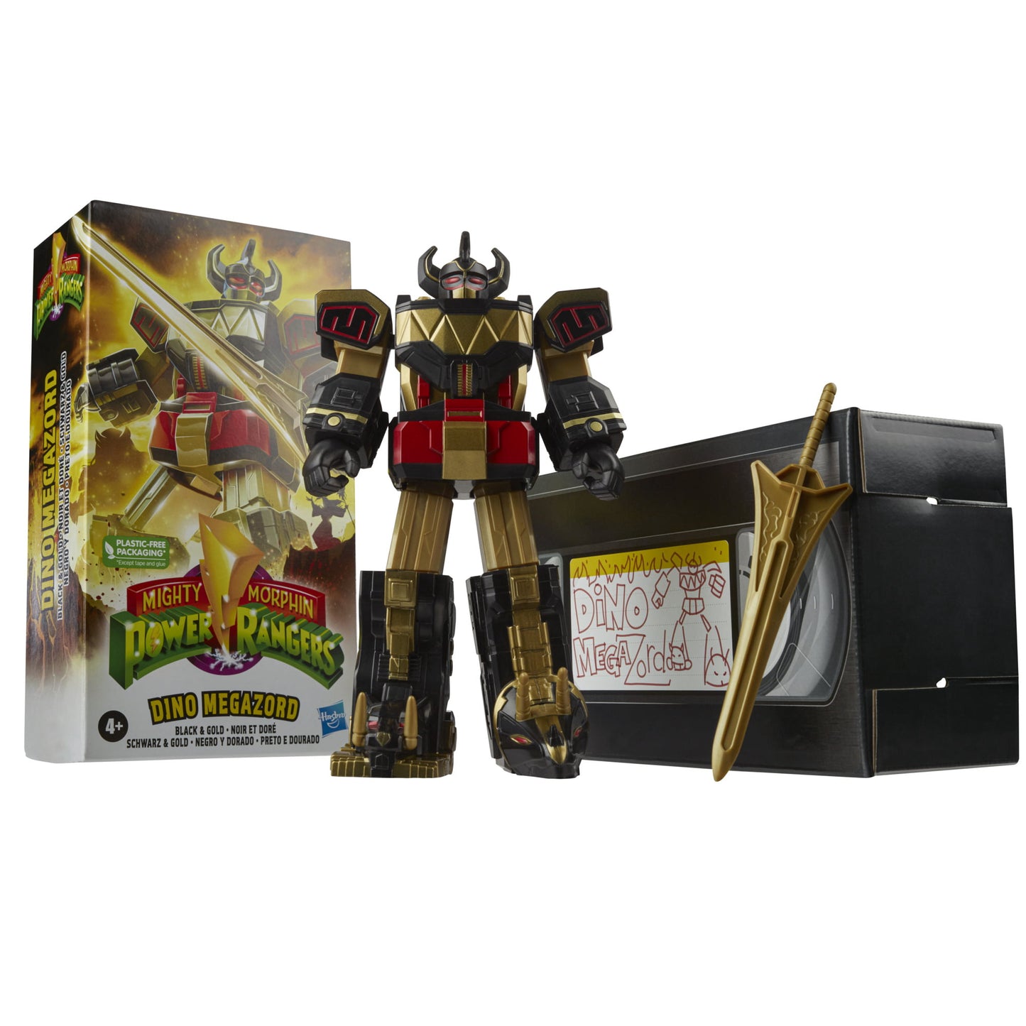 Power Rangers Mighty Morphin Black and Gold Dino Megazord Action Figure Set, 2 Pieces