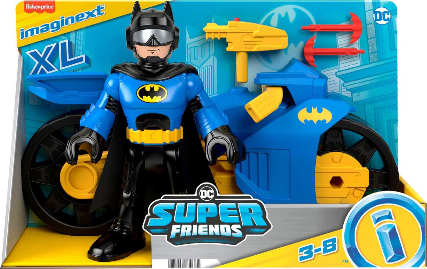 Imaginext DC Super Friends Batman Toys, XL Batcycle and Batman Figure, 10-inches